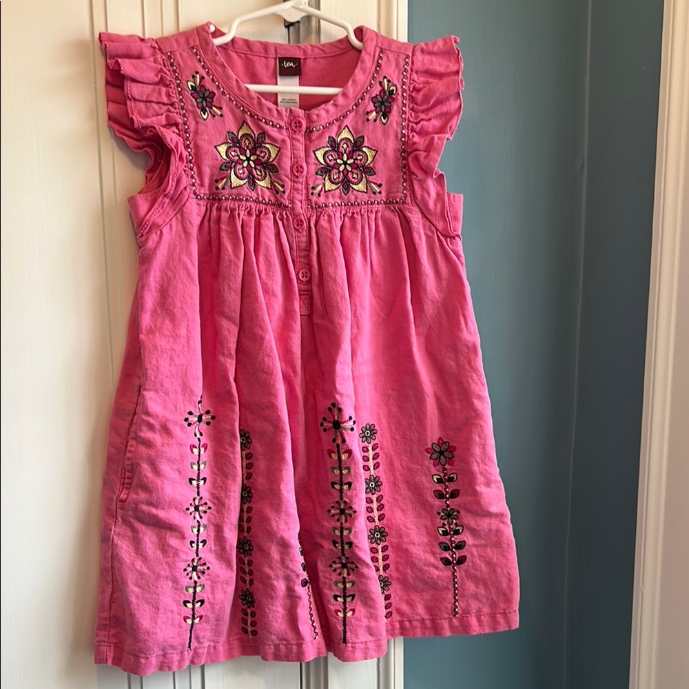 Tea Collection Pink Flutter Sleeve Sundress